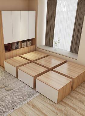小户型榻榻床组合储物床箱多米功能儿童床1.2抽屉单人F96567S9床m