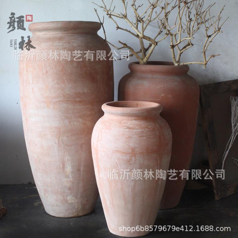 景观藤类花盆落地粗陶缸盆落地仿古陶器组合大号陶器简约红陶