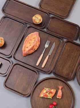 solid wood pizza dish wooden tray steak plate western牛排盘
