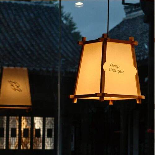 原木侘寂风木艺灯笼日料店餐厅民宿室内外吊灯饭店卡座吧台方形灯
