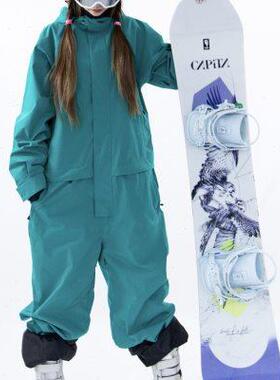 YXSS滑雪裤男女同款单板双板专业滑雪服裤防水保暖加厚潮酷连体衣
