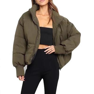 Girls Winter Sleeve Zip Puffer Jacket Kids Baggy Coats