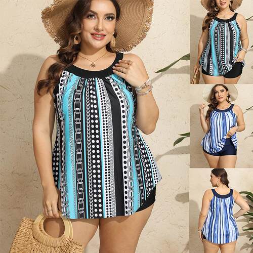Printed plus size split conservative flesh blocking flat