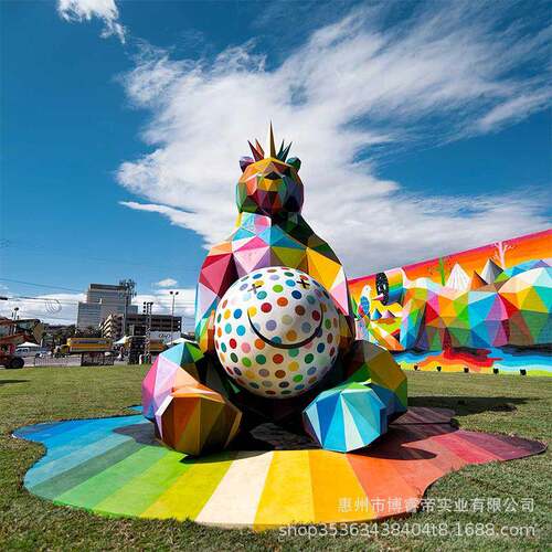 玻璃钢雕塑商场卡通摆件广场落地IP雕塑园林大型熊猫商业迎宾雕塑