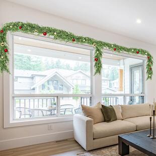 饰源头欧美风 跨境圣诞节柏叶藤条家居楼梯挂饰餐桌摆件门挂装