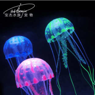 仿真水母水草小号荧光硅胶观赏鱼缸水族箱装 鱼缸造景 饰用品批发
