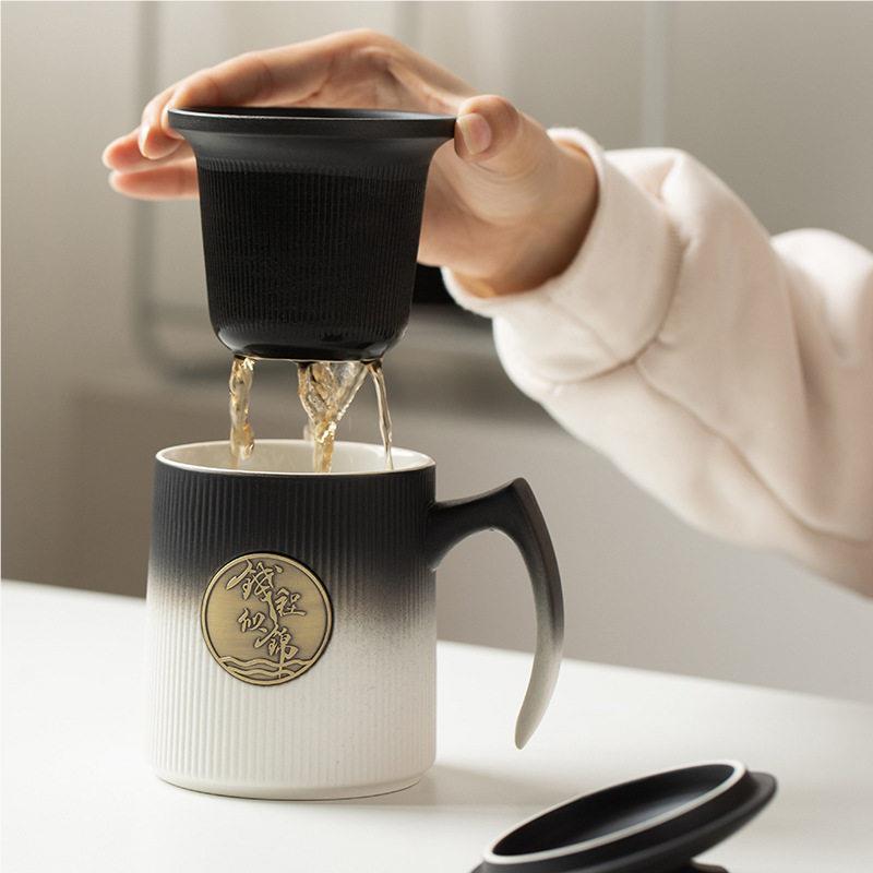 巴风马克杯带盖分杯个人专用泡茶杯水杯办公OFQ子伴手礼通用离条