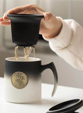 巴风马克杯带盖分杯个人专用泡茶杯水杯办公OFQ子伴手礼通用离条