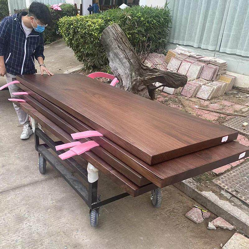 采购产品北美黑胡桃大板南美实木简单茶几茶几餐桌办公书籍桌面库