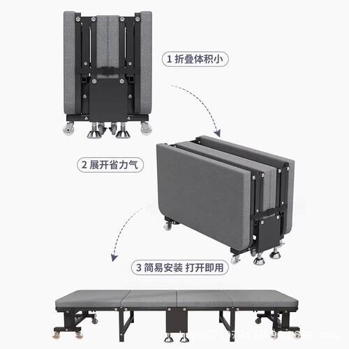 休折叠YJC床单人办公室床携床便家用陪护简易午床隐形四折床午睡