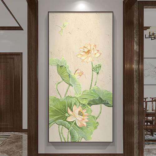 牡入MFL户玄关装饰画新式挂画客厅中走廊过丹画道壁画玄幻竖版肌