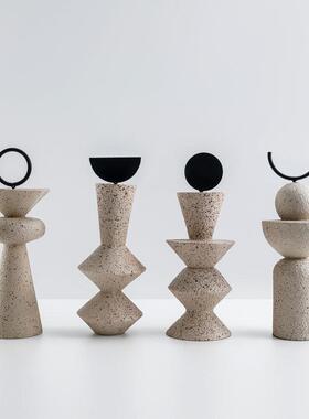 砂岩石柱抽象雕塑装饰摆饰高级感设计师家居酒柜展厅会所陈列摆设