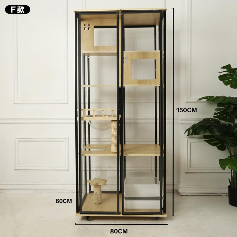 正品猫窝猫别猫墅家用猫笼子大实木咪别墅型室猫内猫柜全景豪华玻