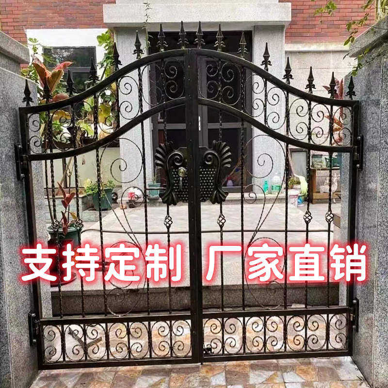 欧式简约铁艺大门幼儿园学校户外别墅铁门庭院入户门防盗门可定制