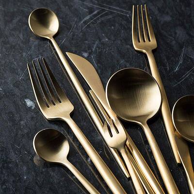 portuguese knife and fork titanium-plated gold steak cutlery