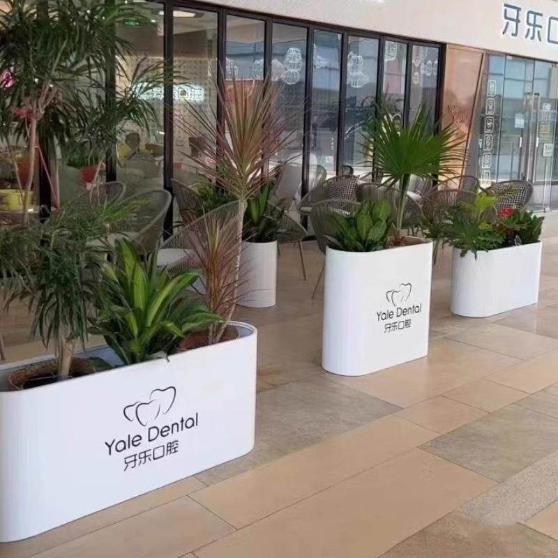 朗汀花箱镀锌不锈钢花槽户外道路隔断金属一体种植箱铁艺花坛绿植