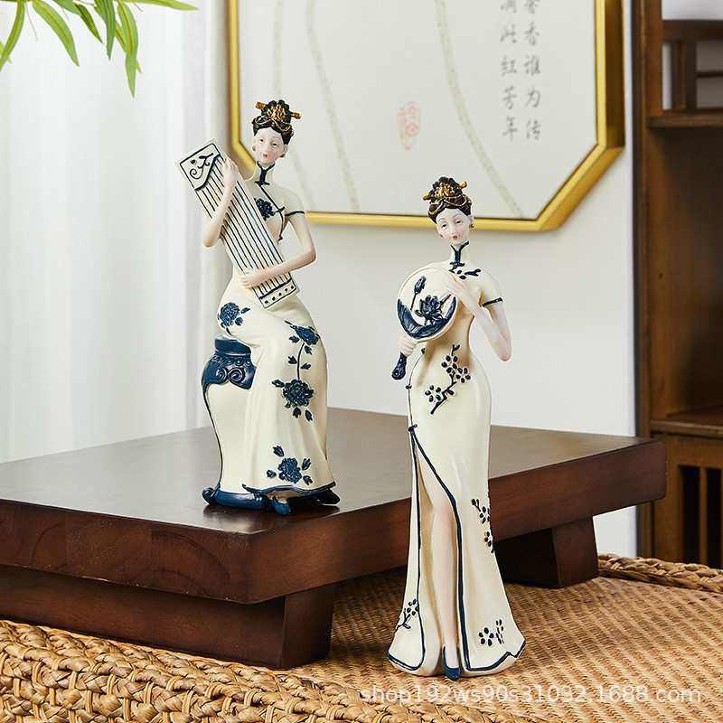 新中式古风仕女摆件创意国风客厅玄关酒柜酒店餐桌中间高端装饰品,特色手工艺,其他特色工艺品,淘宝优惠券,粉丝福利购,淘宝优惠卷