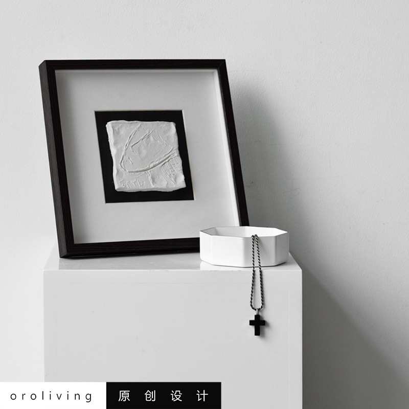 浮雕装饰画立体挂画北欧风格现代壁画极简抽象黑白灰设计师2023年