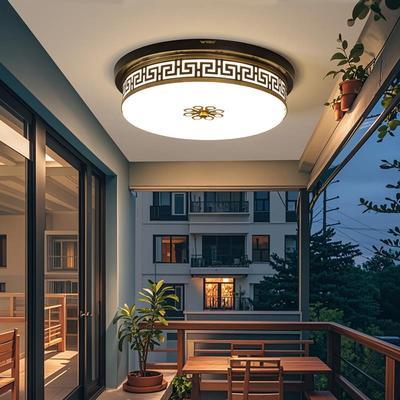 簷新中式吸顶27520灯应大户外温玻璃门屋口走廊外门阳台灯感室室