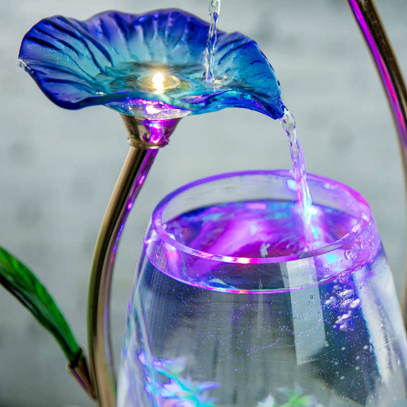 创意客厅喷泉摆件开业桌面水景流水摆件礼品小电视柜陶瓷鱼缸家居