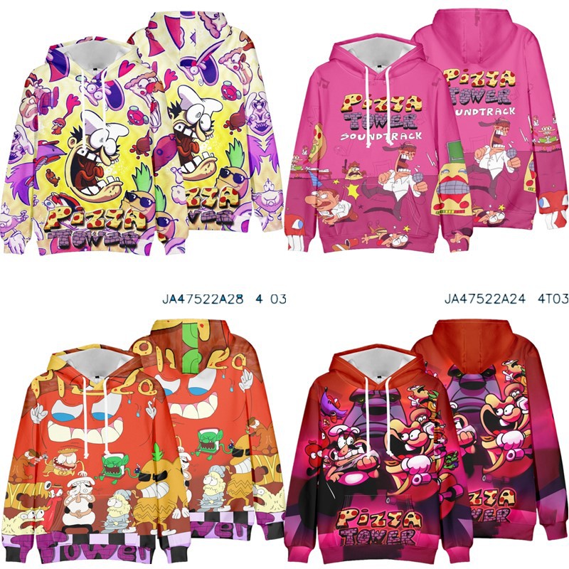 游戏Pizza Tower披萨塔cosplay周边卫衣3D数码印花连帽套工厂直销