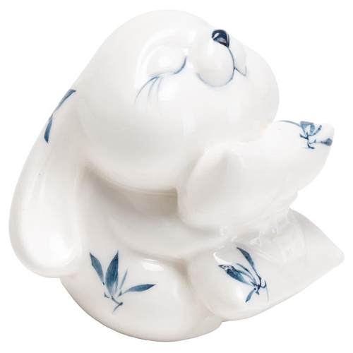 迷你手绘陶瓷蝴蝶兰兔茶宠摆件家用造景茶玩桌面装饰城市文旅礼品