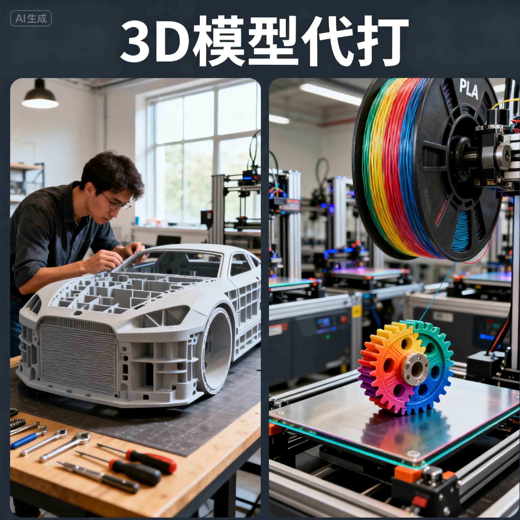 3D模型代打·3D打印定制服务:PLA/PETG/ABS/PA材料