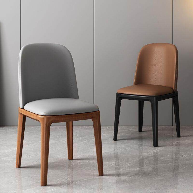 全实木餐椅餐桌椅子家用简约现代北欧轻奢高档酒店软包凳子靠背椅