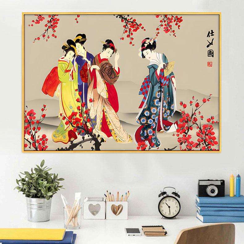 仕女图十字绣2023新款线绣客厅四大美女名画自己绣手工小件古娟布