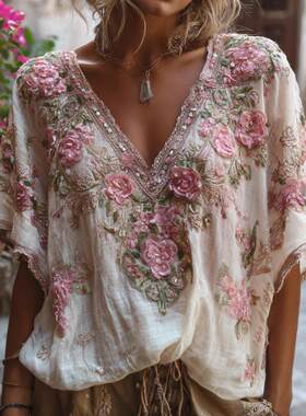 Printed off shoulder short sleeved top for women