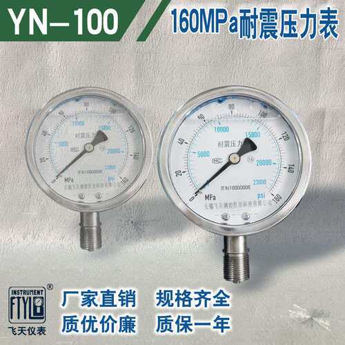 无锡飞天仪表FTYLB厂家直销YN100/160MPa超高压耐震压力表液压