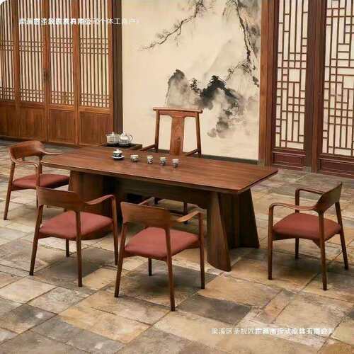 瑞纳客新中式实木大板茶桌椅组合家用客厅办公会客泡茶桌茶台