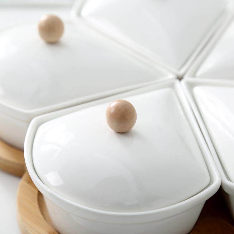 零创意陶瓷糖果干果食盘分格水果盘客分厅家用拼盘性个隔带盖无品