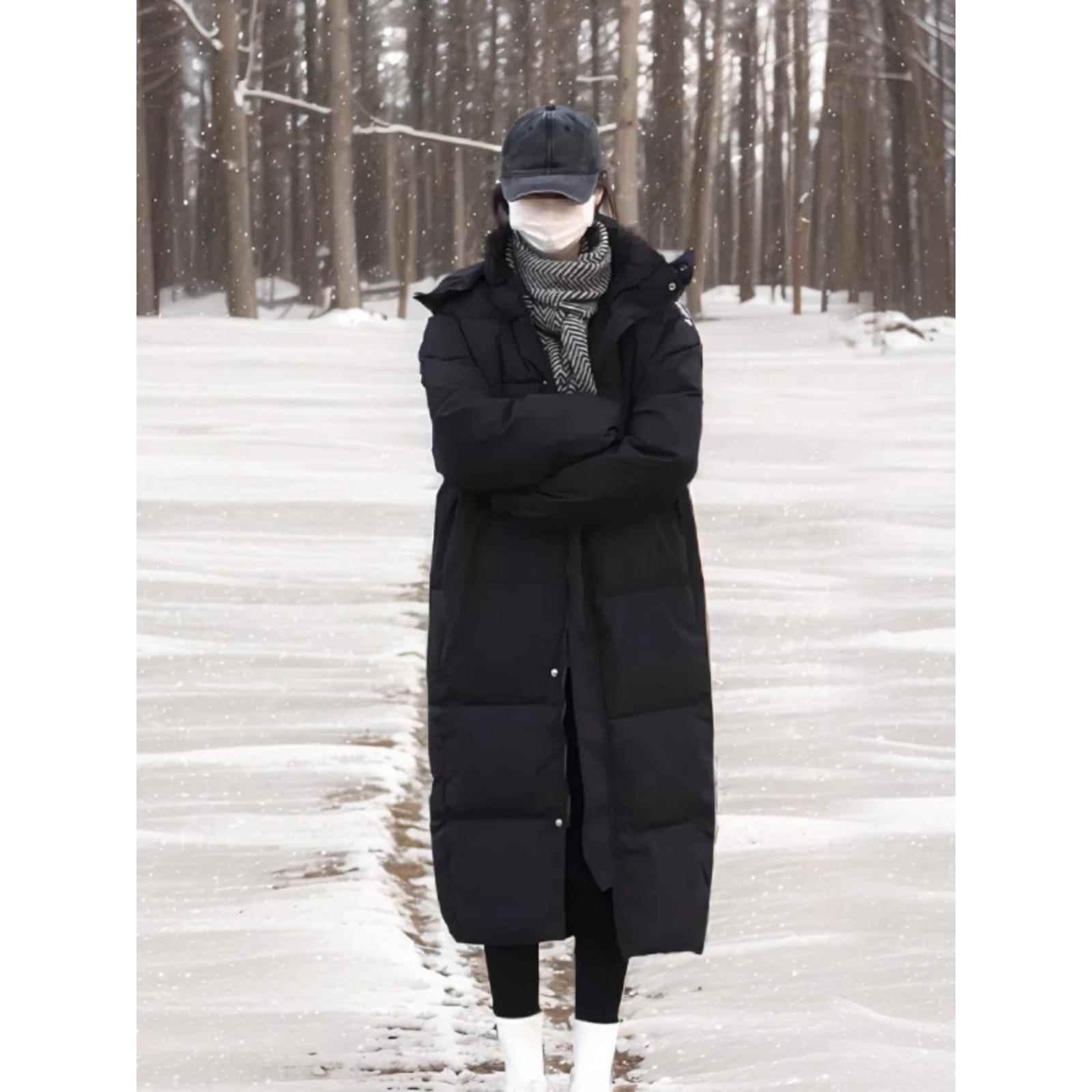 中戏艺考羽绒棉服同款2024冬新款棉服女超长过膝加厚宽松情侣外套