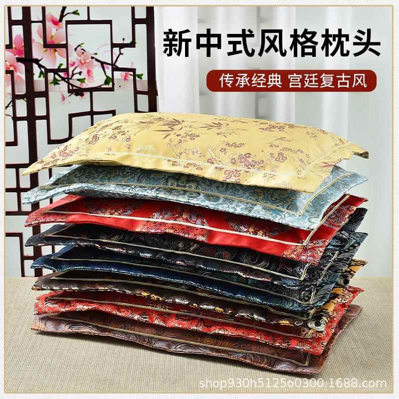 长方形复古中国风贡缎提花枕套枕头套绸缎床上用品网红地摊