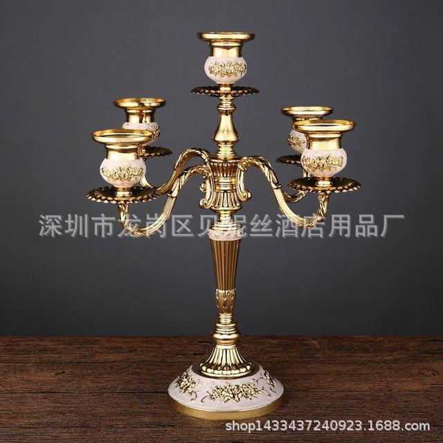 欧式古典金属烛台家居锌合金三头烛台酒店婚庆桌面摆台5头烛台