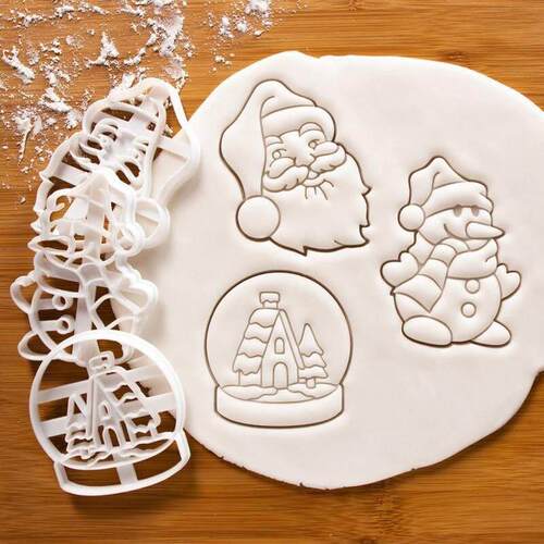 Holiday Christmas Cookie Embosser Cutter Mold Santa Claus Cr