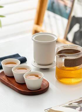 一壶三杯玻璃快客杯旅行茶具可携式包陶瓷功夫茶具家用小套装泡茶