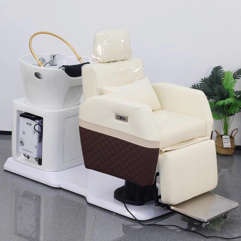 养发馆电动按摩升降头疗洗头床理发店专用水循环熏蒸半躺式冲水床