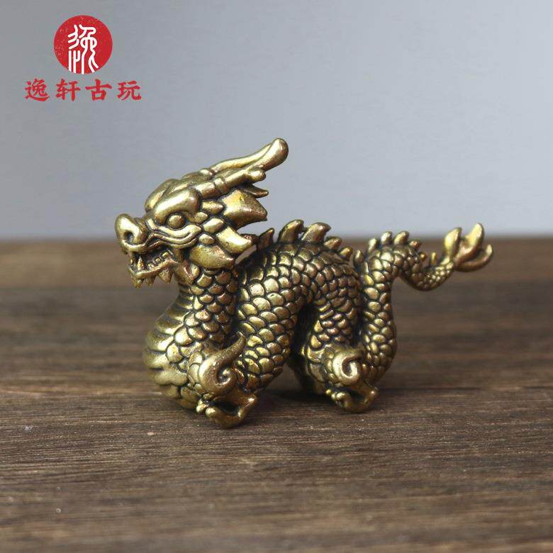 新款直销铜龙摆件 黄铜十二生肖龙腾龙可爱实心卡通龙摆件桌面装
