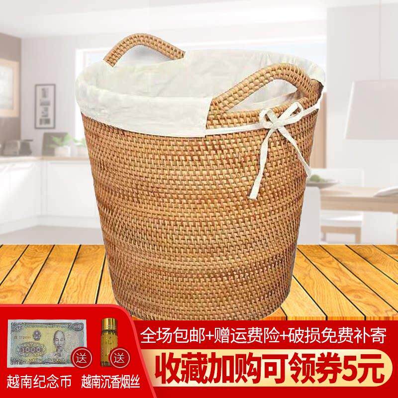 越南藤编脏衣篮衣物洗衣篮脏衣篓藤编收纳篮装脏衣服的手提编织桶