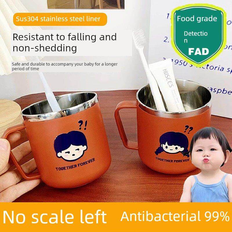 儿童食品级材质无垢防霉抗菌男女童用牙刷杯，不锈钢304