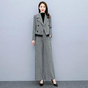 羊毛毛呢套装时女春秋新款尚洋阔龄西装腿ZSHUI300裤女神范气两件