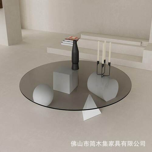 【简约大气】创意轻奢钢化玻璃茶桌客厅圆型茶几极简约现代桌子