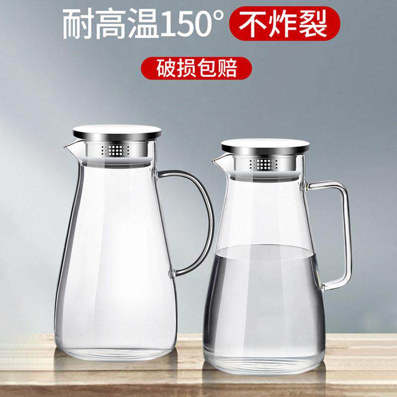 冷水壶玻璃耐温家用凉白开水杯大容量泡茶壶套装扎壶夏季果汁壶