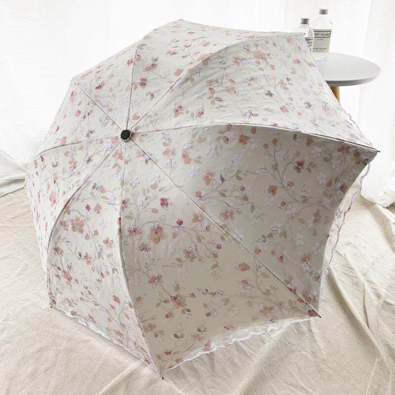 高档女创意可爱遮太用阳伞韩国黑胶防晒防紫外线折叠雨蕾丝两晴伞