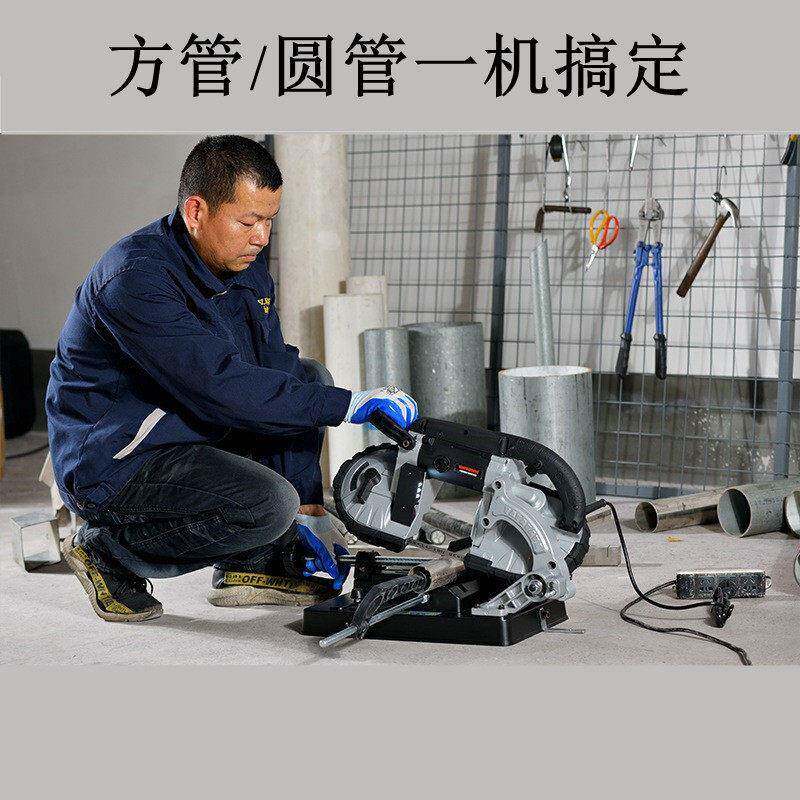 卧式电动带锯机便携式不锈钢小型金属切割机多功能卧式切割机