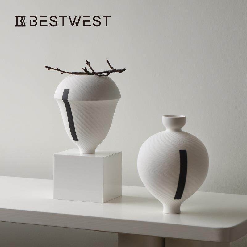 Best west 陶瓷花瓶客厅酒柜书架样板装饰摆件现代简约艺术插花瓶