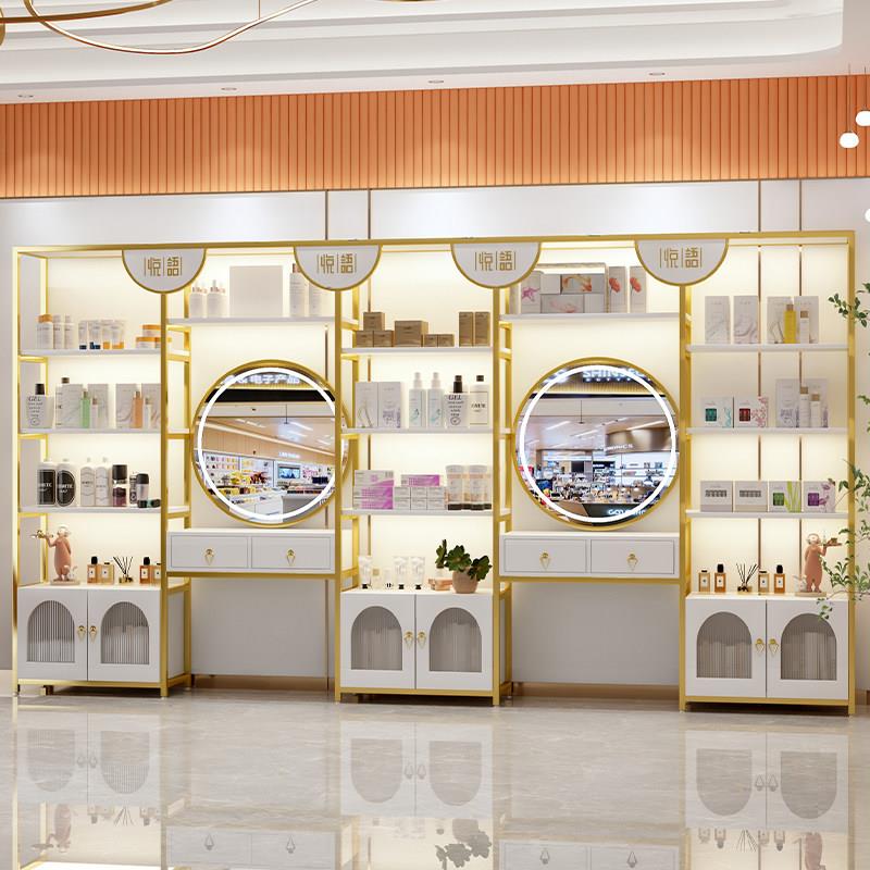 美容沙龙产品展示柜轻奢化妆品展示架美甲沙龙货架储存架母婴展示