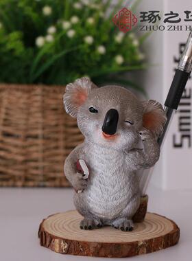 考拉眼境架动物眼镜座笔筒笔插创意礼品摆件动物树脂工艺品摆件